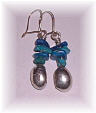 Silver earrings wih turquoise and lapis lazuli beads