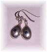 Silver earrings with blue enamel dot
