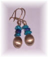 Gold 9caret earrings with turquoise and lapis lazuli bead
