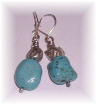 Silver earrings with large turquoise beads