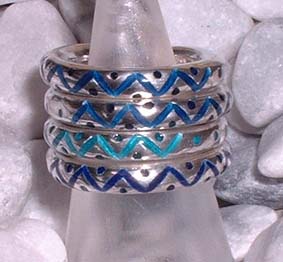 enamel zig-zag rings