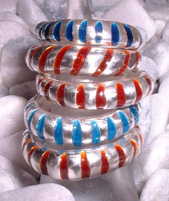 rough enamel stripy rings