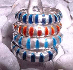 rough stripy enamel rings