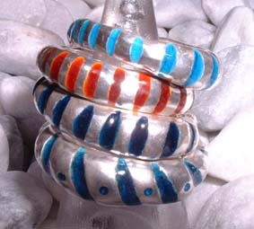 rough stripy enamel rings